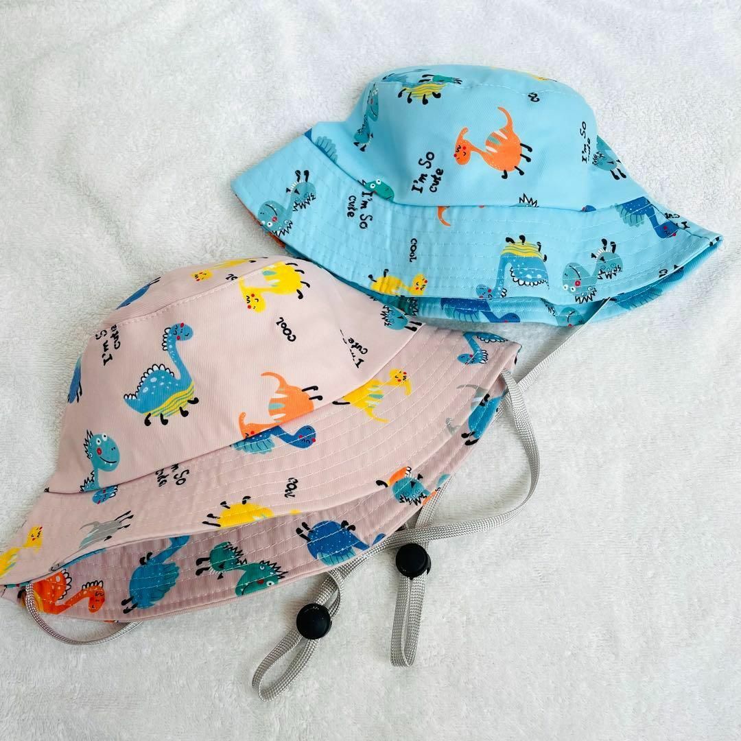 帽子　恐竜キッズハット（ブルー）ツバあり紫外線予防UVカット　キャップ キッズ/ベビー/マタニティのこども用ファッション小物(帽子)の商品写真