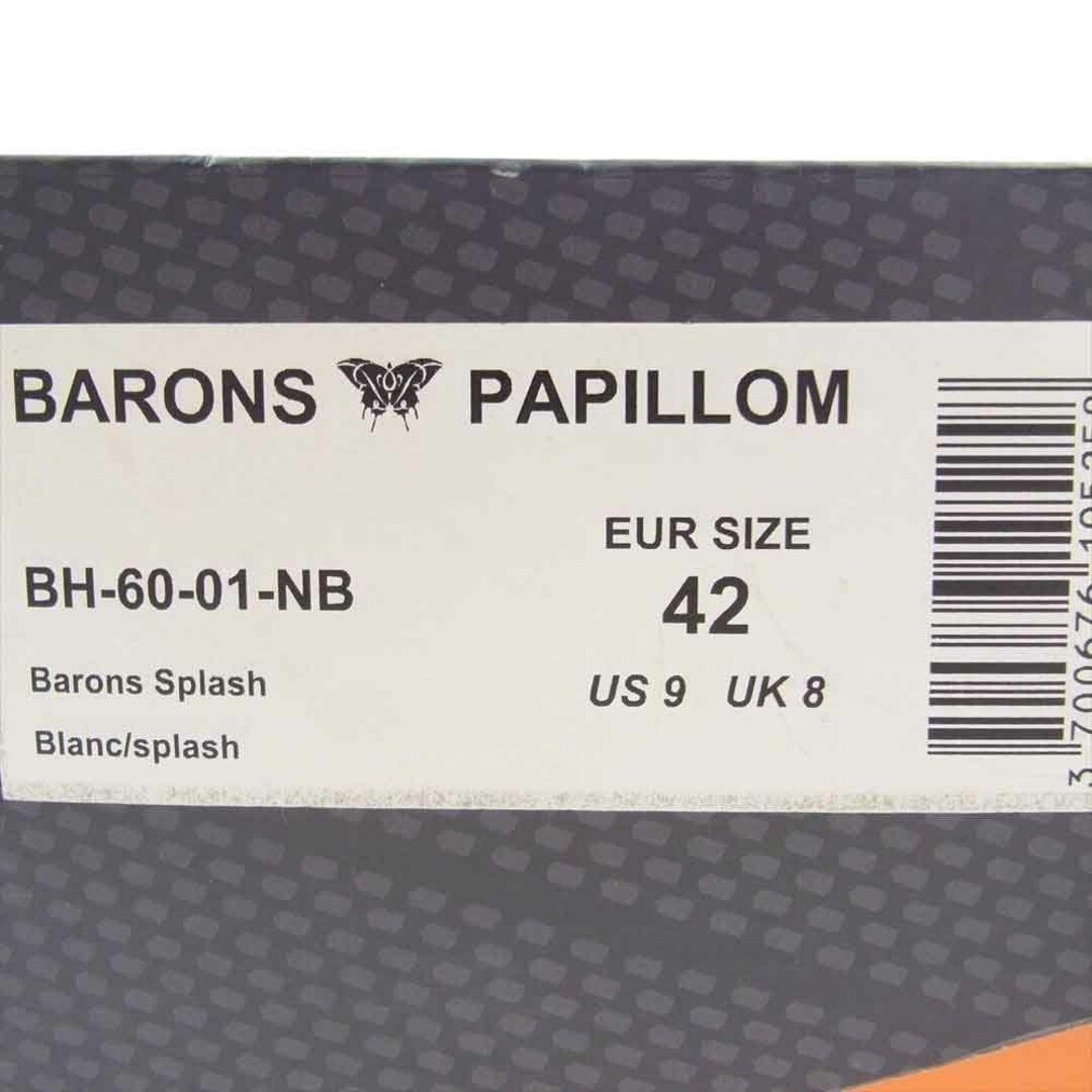 バロンパピヨム BARONS PAPILLOM スニーカー BH-6-01-NB BARONS SPLASH スプラッシュ ペイント プリント バックベルクロ ハイカット スニーカー ホワイト系 EUR 42【美品】【中古】 メンズの靴/シューズ(スニーカー)の商品写真