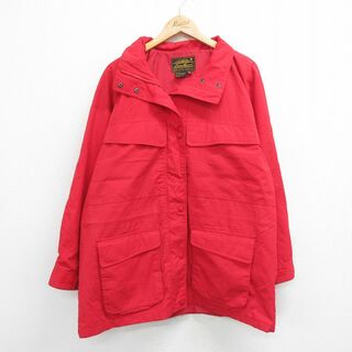 エディーバウアー(Eddie Bauer)の古着 エディーバウアー 長袖 ジャケット マウンテン パーカー レディース 90年代 90s 大きいサイズ ロング丈 赤 レッド 23oct11 中古 アウター ジャンパー ブルゾン(ロングコート)