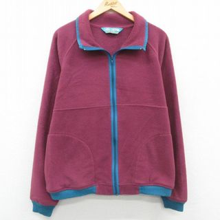 WOOLRICH - 古着 ウールリッチ WOOLRICH 長袖 フリース ジャケット レディース 90年代 90s 大きいサイズ ラグラン USA製 エンジ他 23oct12 中古 アウター ジャンパー ブルゾン