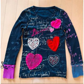 デシグアル(DESIGUAL)のDesigual デシグアル 長袖 トップス ハート　黒・ピンク(シャツ/ブラウス(長袖/七分))