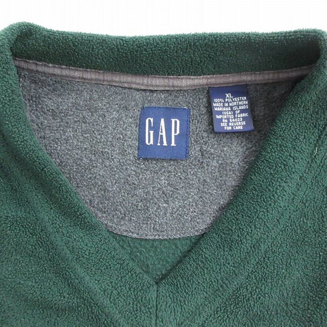 GAP(ギャップ)のL★古着 ギャップ GAP 長袖 フリース トップス メンズ 00年代 00s 無地 Vネック 緑 グリーン 23oct07 中古 アウター メンズのジャケット/アウター(ダッフルコート)の商品写真