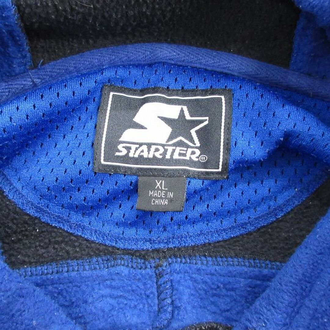 STARTER(スターター)のXL★古着 スターター STARTER 長袖 フリース トップスパーカー メンズ 00年代 00s 無地 大きいサイズ ロング丈 ツートンカラー 黒他 ブラック 23oct07 中古 アウター メンズのジャケット/アウター(ダッフルコート)の商品写真