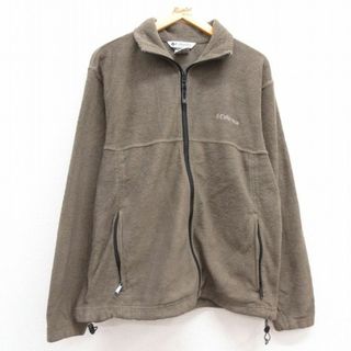 コロンビア(Columbia)のM★古着 コロンビア COLUMBIA 長袖 フリース ジャケット メンズ 00年代 00s ワンポイントロゴ 茶系 ブラウン 23oct06 中古 アウター(ダッフルコート)