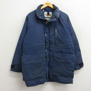 ノースフェイス(North Face)のM★古着 ノースフェイス THE NORTH FACE 長袖 ダウン ジャケット メンズ 80年代 80s 茶タグ ブラウン ラグラン 紺 ネイビー 【spe】 23oct12 中古 アウター(ダッフルコート)