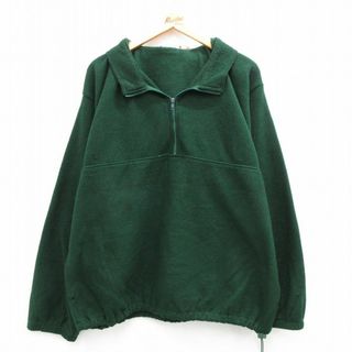 XL★古着 長袖 ハーフジップ フリース トップス メンズ 00年代 00s 緑 グリーン 23oct14 中古 アウター(ダッフルコート)