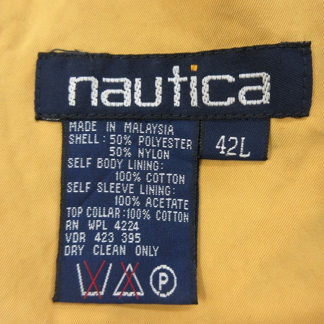 NAUTICA(ノーティカ)のXL★古着 ノーティカ NAUTICA 長袖 ブランド レイン コート メンズ 90年代 90s 大きいサイズ ロング丈 襟コーデュロイ 黄 イエロー 23oct14 中古 アウター メンズのジャケット/アウター(ダッフルコート)の商品写真