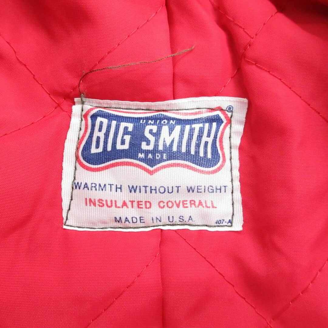 BIG SMITH(ビッグスミス)のW34★古着 ビッグスミス 長袖 ワーク ツナギ メンズ 80年代 80s 濃緑 グリーン 内側キルティング 23oct07 中古 オールインワン ボトムス その他のその他(その他)の商品写真