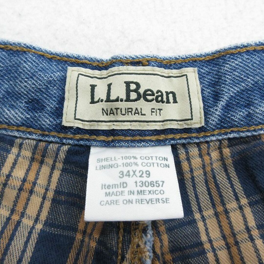 L.L.Bean(エルエルビーン)のW34★古着 エルエルビーン LLBEAN ジーンズ メンズ 00年代 00s コットン 紺 ネイビー デニム 内側フランネル 23oct07 中古 ボトムス ジーパン Gパン ロング パンツ メンズのパンツ(ワークパンツ/カーゴパンツ)の商品写真