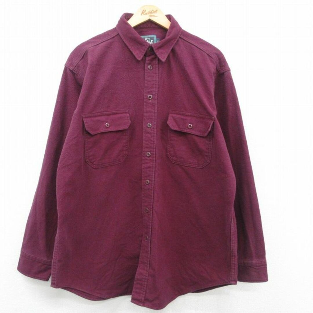 WOOLRICH(ウールリッチ)のXL★古着 ウールリッチ WOOLRICH 長袖 ヘビー フランネル シャツ メンズ 90年代 90s 大きいサイズ ロング丈 コットン USA製 エンジ系 23oct06 中古 トップス メンズのトップス(シャツ)の商品写真