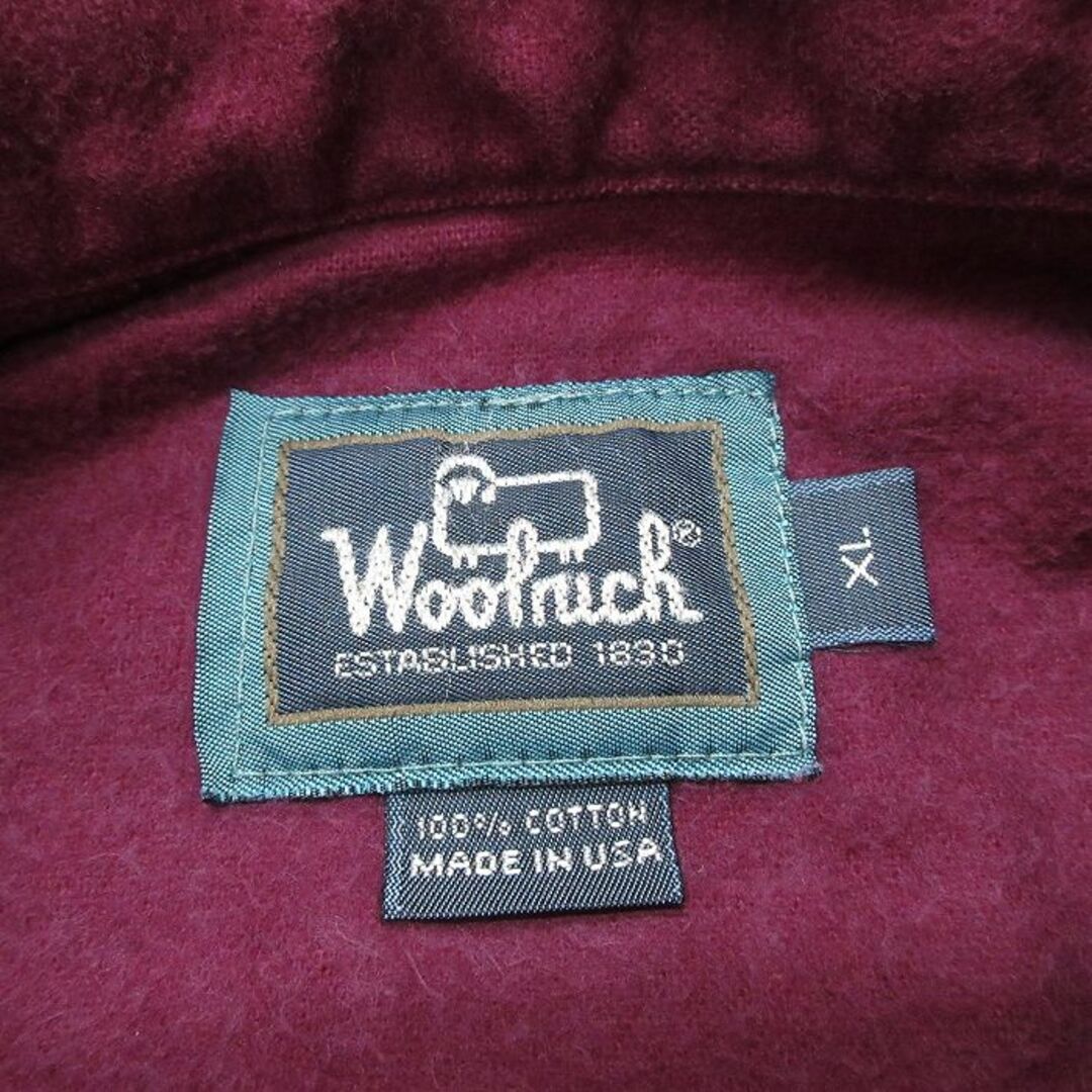 WOOLRICH(ウールリッチ)のXL★古着 ウールリッチ WOOLRICH 長袖 ヘビー フランネル シャツ メンズ 90年代 90s 大きいサイズ ロング丈 コットン USA製 エンジ系 23oct06 中古 トップス メンズのトップス(シャツ)の商品写真