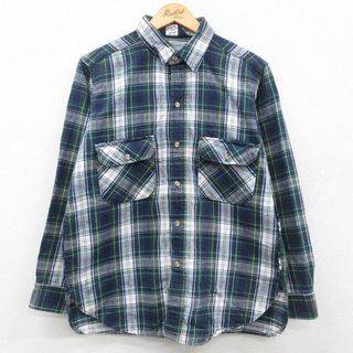 ウールリッチ(WOOLRICH)のL★古着 ウールリッチ WOOLRICH 長袖 フランネル シャツ メンズ 90年代 90s コットン USA製 緑他 グリーン チェック 23oct06 中古 トップス(シャツ)