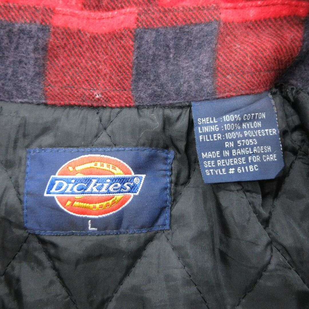 Dickies(ディッキーズ)のXL★古着 ディッキーズ Dickies 長袖 フランネル シャツ メンズ ロング丈 コットン 赤他 レッド バッファロー チェック 内側キルティング 23oct06 中古 トップス メンズのトップス(シャツ)の商品写真