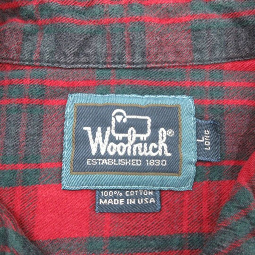 WOOLRICH(ウールリッチ)のXL★古着 ウールリッチ WOOLRICH 長袖 フランネル シャツ メンズ 90年代 90s コットン USA製 緑他 グリーン チェック 23oct09 中古 トップス メンズのトップス(シャツ)の商品写真