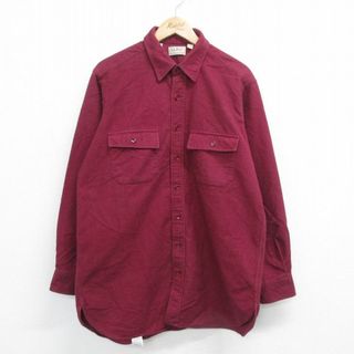 エルエルビーン(L.L.Bean)のXL★古着 エルエルビーン LLBEAN 長袖 ヘビー フランネル シャツ メンズ 80年代 80s ロング丈 コットン USA製 エンジ 23oct13 中古 トップス(シャツ)