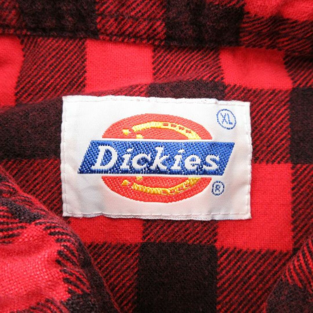 Dickies(ディッキーズ)のXL★古着 ディッキーズ Dickies 長袖 フランネル シャツ メンズ 90年代 90s 大きいサイズ 赤他 レッド バッファロー チェック 23oct13 中古 トップス メンズのトップス(シャツ)の商品写真