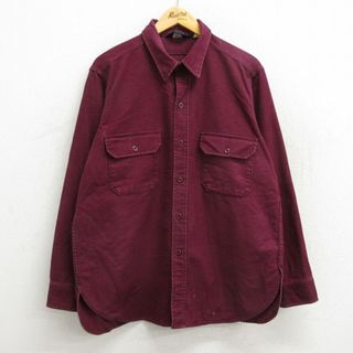 ウールリッチ(WOOLRICH)のXL★古着 ウールリッチ WOOLRICH 長袖 ヘビー フランネル シャツ メンズ 90年代 90s 大きいサイズ コットン USA製 エンジ 23oct13 中古 トップス(シャツ)