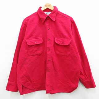 ウールリッチ(WOOLRICH)のXL★古着 ウールリッチ WOOLRICH 長袖 ヘビー フランネル シャツ メンズ 80年代 80s 大きいサイズ 赤 レッド 23oct13 中古 トップス(シャツ)