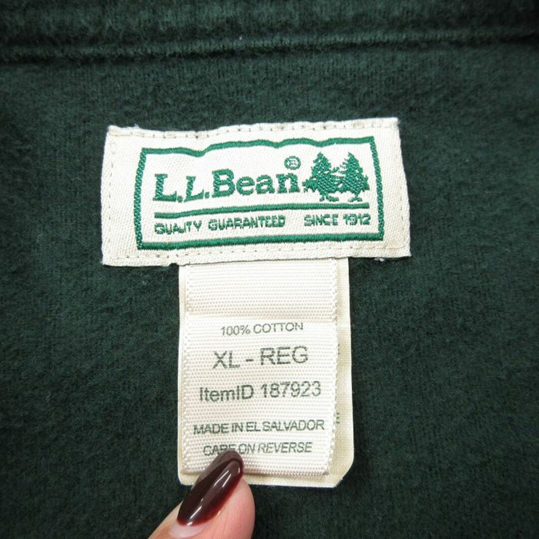 L.L.Bean(エルエルビーン)のXL★古着 エルエルビーン LLBEAN 長袖 ヘビー フランネル シャツ メンズ 00年代 00s 大きいサイズ コットン 緑 グリーン 23oct13 中古 トップス メンズのトップス(シャツ)の商品写真