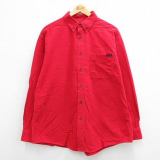 ウールリッチ(WOOLRICH)のXL★古着 ウールリッチ WOOLRICH 長袖 ヘビー フランネル シャツ メンズ 大きいサイズ ボタンダウン 赤 レッド 23oct14 中古 トップス(シャツ)