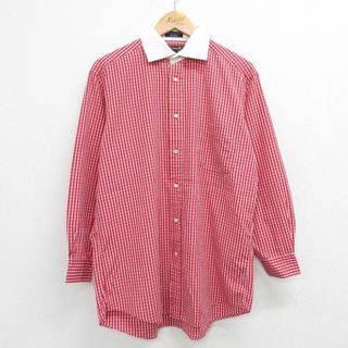 XL★古着 長袖 シャツ メンズ 00年代 00s コットン 赤他 レッド チェック 23oct07 中古 トップス(シャツ)