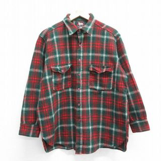 ウールリッチ(WOOLRICH)のL★古着 ウールリッチ WOOLRICH 長袖 ビンテージ ウール シャツ メンズ 60年代 60s 緑他 グリーン タータン チェック 【spe】 23oct11 中古 トップス(シャツ)