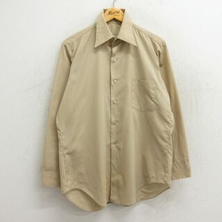 L★古着 長袖 ミリタリー シャツ メンズ 70年代 70s アーミー ARMY SHADE TAN 446 USA製 ベージュ カーキ 23oct13 中古 トップス(シャツ)