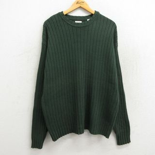 GAP - XL★古着 ギャップ GAP 長袖 セーター メンズ 00年代 00s コットン クルーネック 緑 グリーン 23oct13 中古 ニット トップス