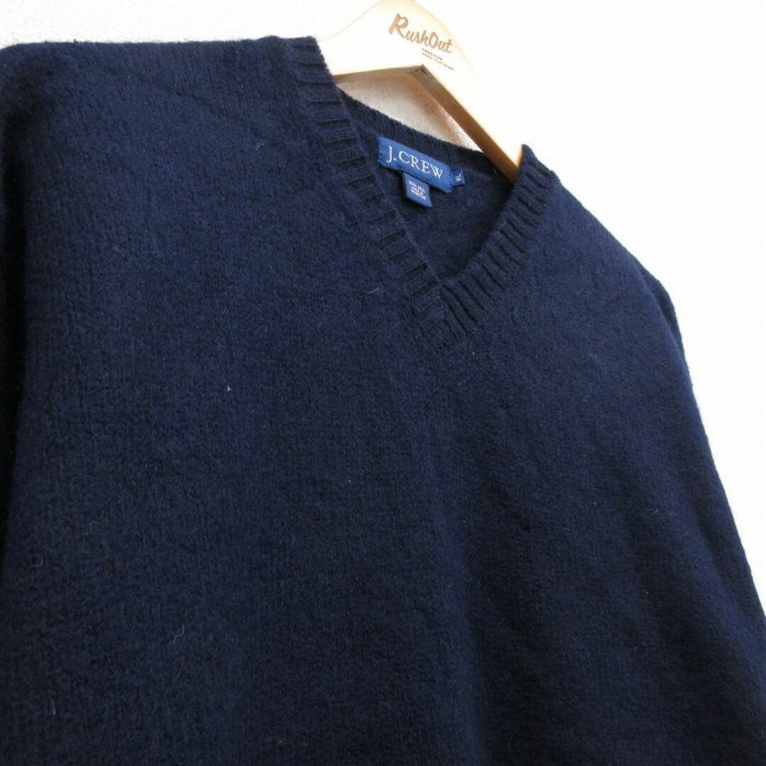 J.Crew(ジェイクルー)のXL★古着 ジェイクルー J.CREW 長袖 セーター メンズ 00年代 00s 無地 ウール Vネック 紺 ネイビー 23oct13 中古 ニット トップス メンズのトップス(ニット/セーター)の商品写真