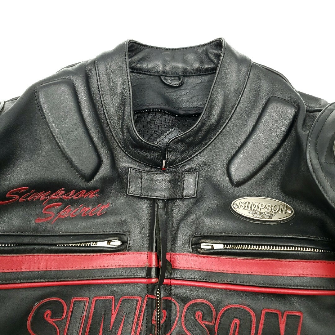 SIMPSON(シンプソン)の肩肘プロテクター◆SIMPSON◆牛革レザーライダースジャケット 759M メンズのジャケット/アウター(ライダースジャケット)の商品写真