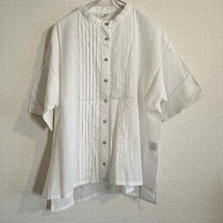 リネンシャツ　白シャツ　リネン　シャツ　ブラウス(シャツ/ブラウス(半袖/袖なし))