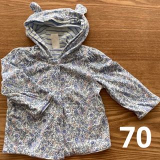 ベビーギャップ(babyGAP)のbaby gap 花柄　クマ耳　パーカー　70(カーディガン/ボレロ)