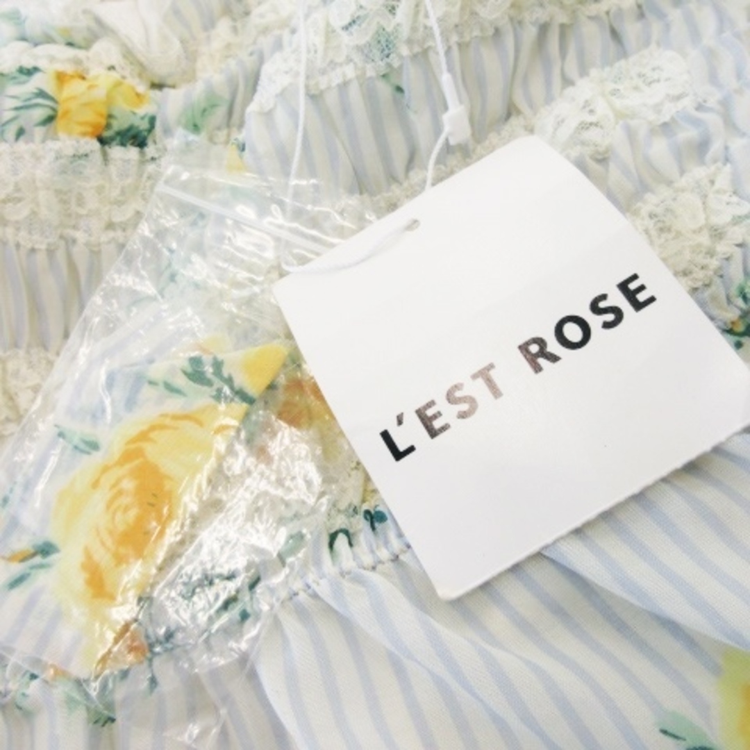 L'EST ROSE(レストローズ)のレストローズ ワンピース キャミワンピ ミニ レース ストライプ 花柄 2 青 レディースのワンピース(ミニワンピース)の商品写真