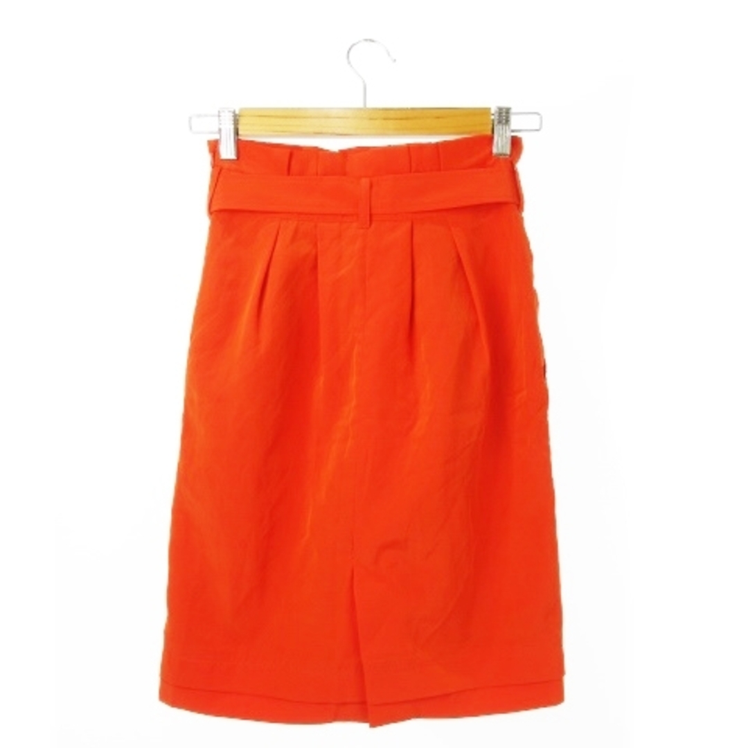 ナラカミーチェ スカート フレア ひざ丈 タック リボン フリル 0 オレンジ レディースのスカート(ひざ丈スカート)の商品写真