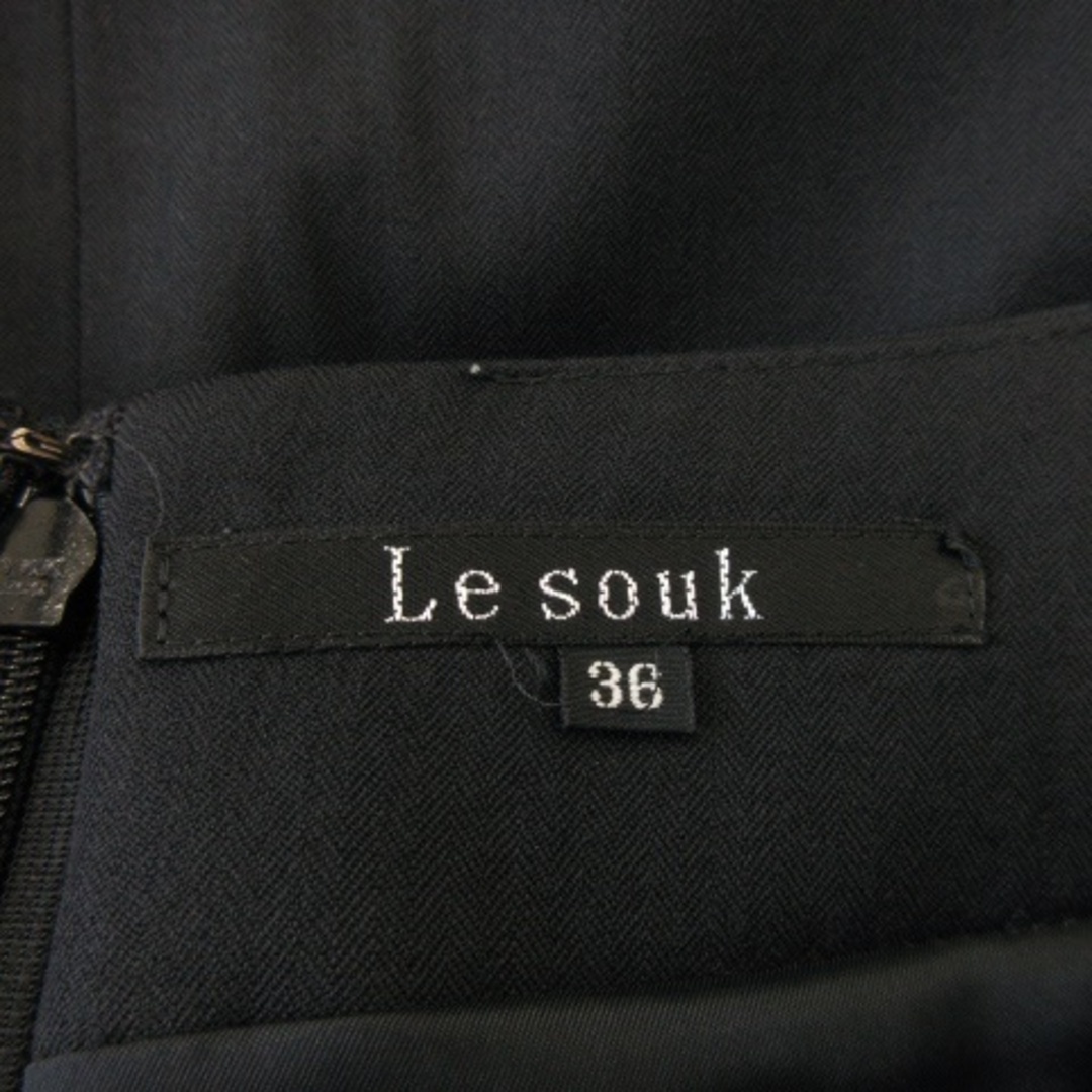 Le souk(ルスーク)のルスーク スカート タイト ひざ丈 ウール ストレッチ バックスリット 36 黒 レディースのスカート(ひざ丈スカート)の商品写真