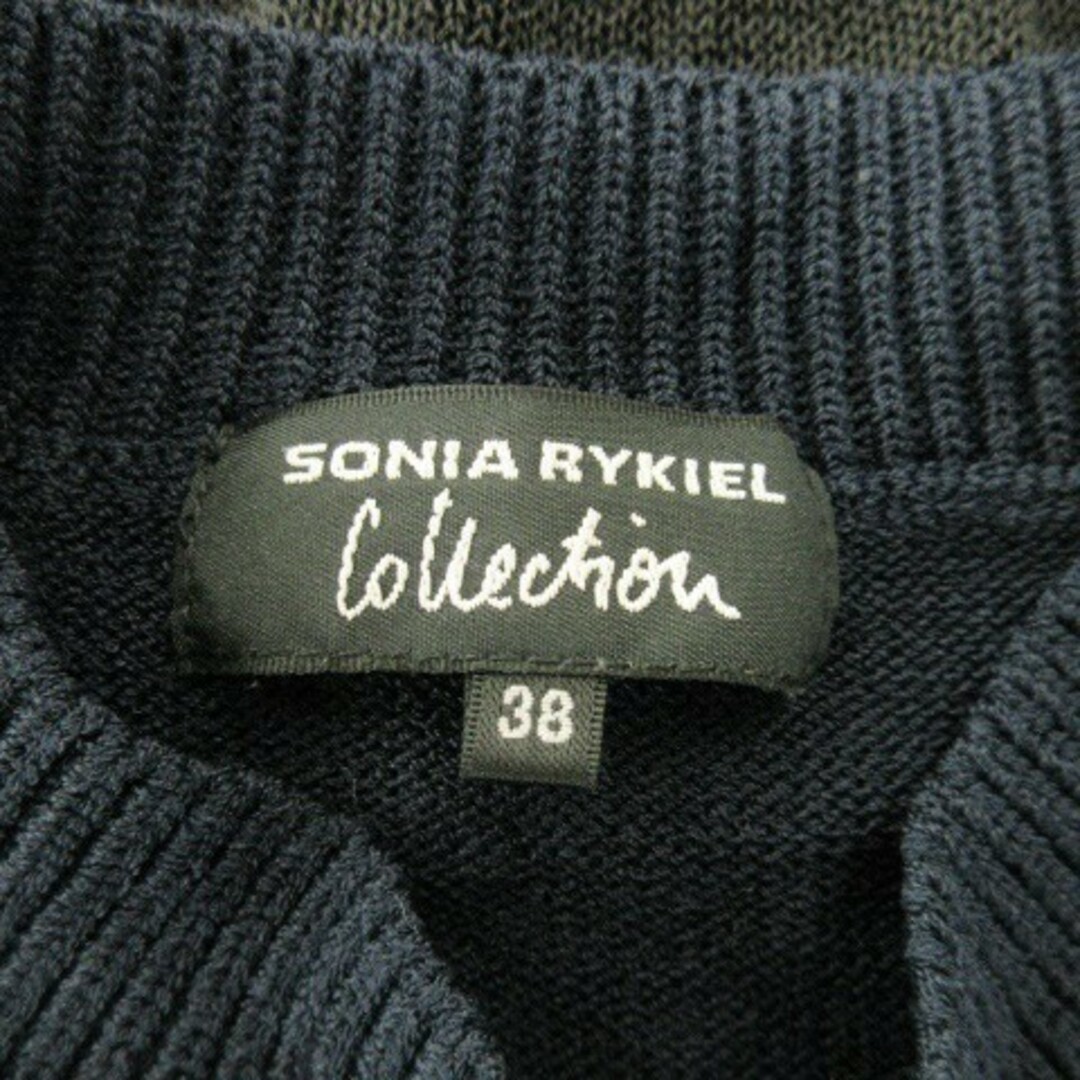 SONIA RYKIEL(ソニアリキエル)のソニアリキエル ニット セーター ハイネック 半袖 ボーダー 切替編み 38 紺 レディースのトップス(ニット/セーター)の商品写真