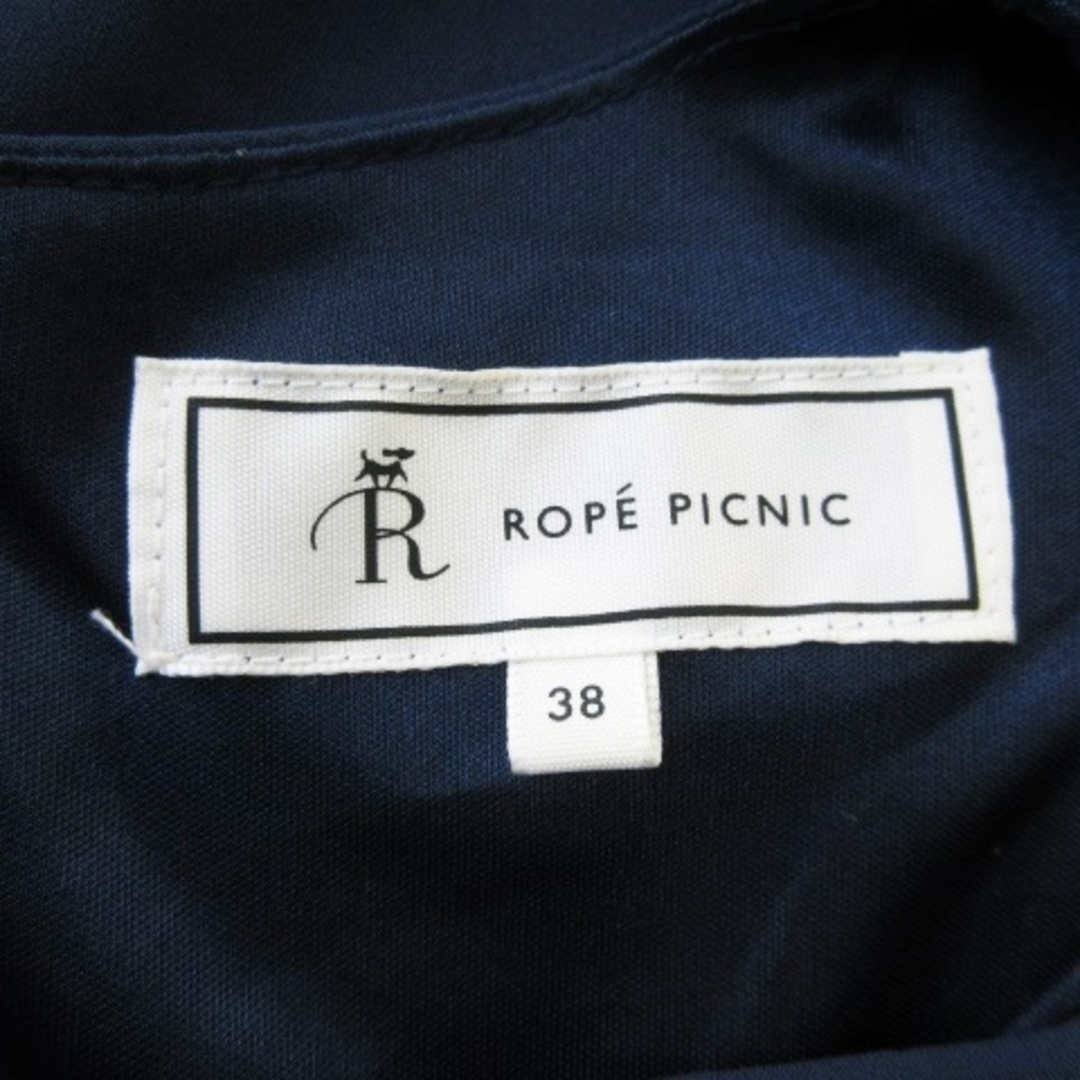 Rope' Picnic(ロペピクニック)のロペピクニック ワンピース ドッキング ミニ 半袖 ツイード ボーダー 38 紺 レディースのワンピース(ミニワンピース)の商品写真