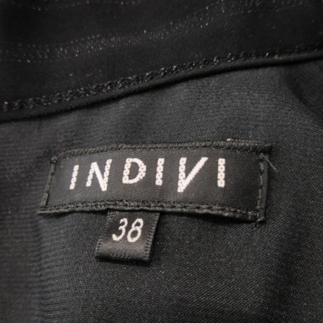 INDIVI(インディヴィ)のインディヴィ ワンピース ひざ丈 アメリカンスリーブ ストライプ 38 黒 レディースのワンピース(ひざ丈ワンピース)の商品写真