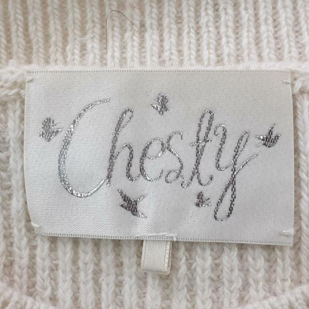 Chesty(チェスティ)のChesty(チェスティ) 長袖セーター サイズF レディース美品  - アイボリー×ピンク×マルチ クルーネック/フリル/フェイクファー レディースのトップス(ニット/セーター)の商品写真