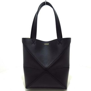 LOEWE(ロエベ) トートバッグ美品  パズルフォルド トート ミニ A657V25X01 黒 折りたたみ シャイニーカーフ