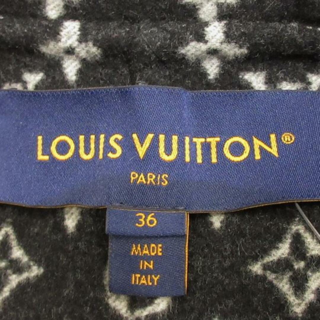 LOUIS VUITTON(ルイヴィトン)のLOUIS VUITTON(ルイヴィトン) コート サイズ36 S レディース フーデッドラップコート FGC040QWE 黒×グレー 長袖/裏地モノグラム柄/秋/冬 ウール、シルク レディースのジャケット/アウター(その他)の商品写真