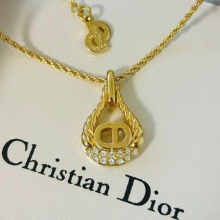 クリスチャンディオール(Christian Dior)の極美品 Dior ネックレス 涙型 CD ロゴ 希少 刻印あり 金(ネックレス)