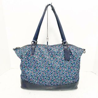 コーチ(COACH)のCOACH(コーチ) ハンドバッグ ランチ フローラルプリント サッチェル F59433 ライトブルー×ダークネイビー×マルチ ナイロン×レザー(ハンドバッグ)