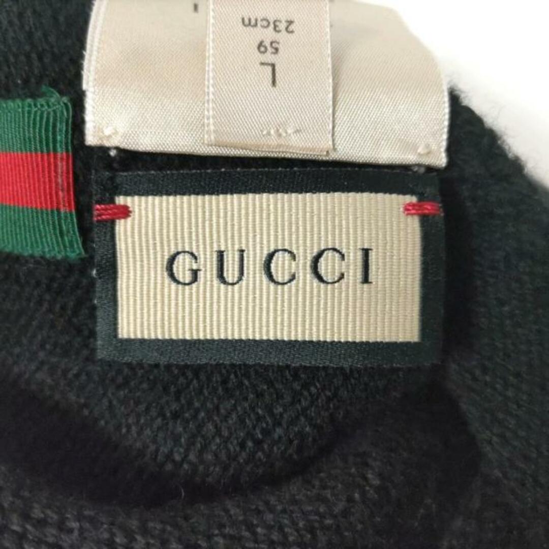 Gucci(グッチ)のGUCCI(グッチ) ニット帽 L美品  - 黒 ウール レディースの帽子(ニット帽/ビーニー)の商品写真