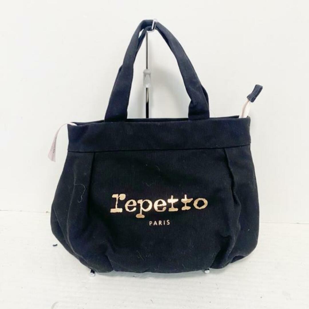 repetto(レペット)のrepetto(レペット) ハンドバッグ - 黒×ピンクゴールド キャンバス レディースのバッグ(ハンドバッグ)の商品写真