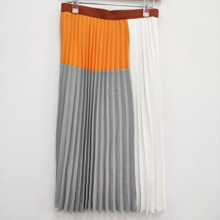 グラフペーパー(Graphpaper)のGraphpaper 新品 Satin Block Pleats Skirt GL203-40005 定価28600円 0 スカート ホワイト グレー レディース グラフペーパー【中古】4-0310M♪(その他)