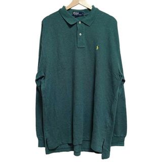 ポロラルフローレン(POLO RALPH LAUREN)のPOLObyRalphLauren(ポロラルフローレン) 長袖ポロシャツ サイズXL メンズ美品  - グリーン(ポロシャツ)