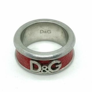 ディーアンドジー(D&G)のD&G(ディーアンドジー) リング - レザー×金属素材 レッド×シルバー 型押し加工(リング(指輪))