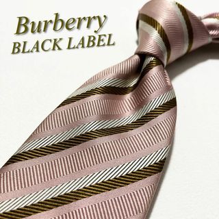 バーバリーブラックレーベル(BURBERRY BLACK LABEL)の【美品】バーバリー ブラックレーベル ネクタイ ストライプ柄 ノバチェック(ネクタイ)