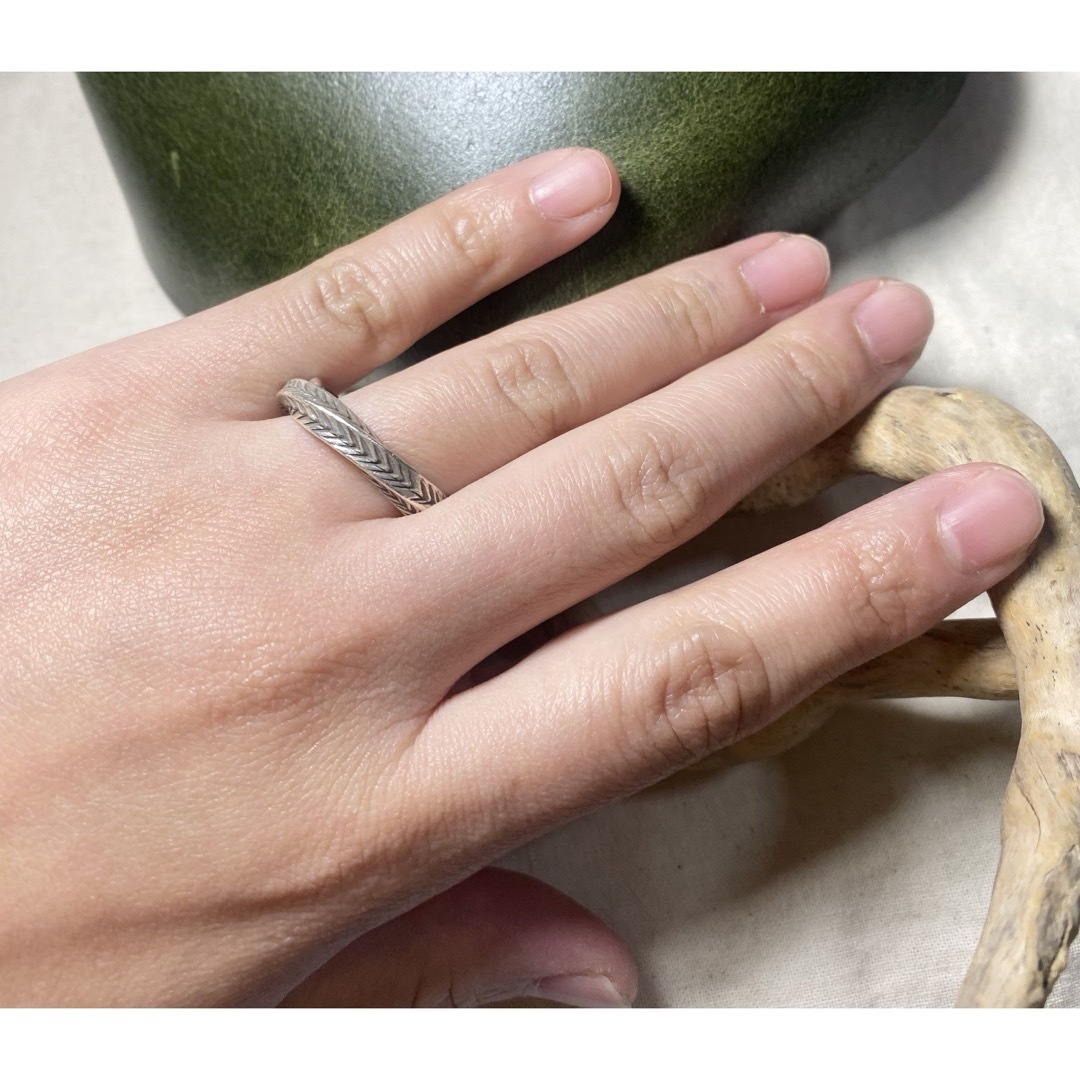 カレンシルバーリング変わったデザイン　ハンドメイド手作りフェザーオープンリングw メンズのアクセサリー(リング(指輪))の商品写真